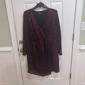 Burgundy Sequin City Chic Dress